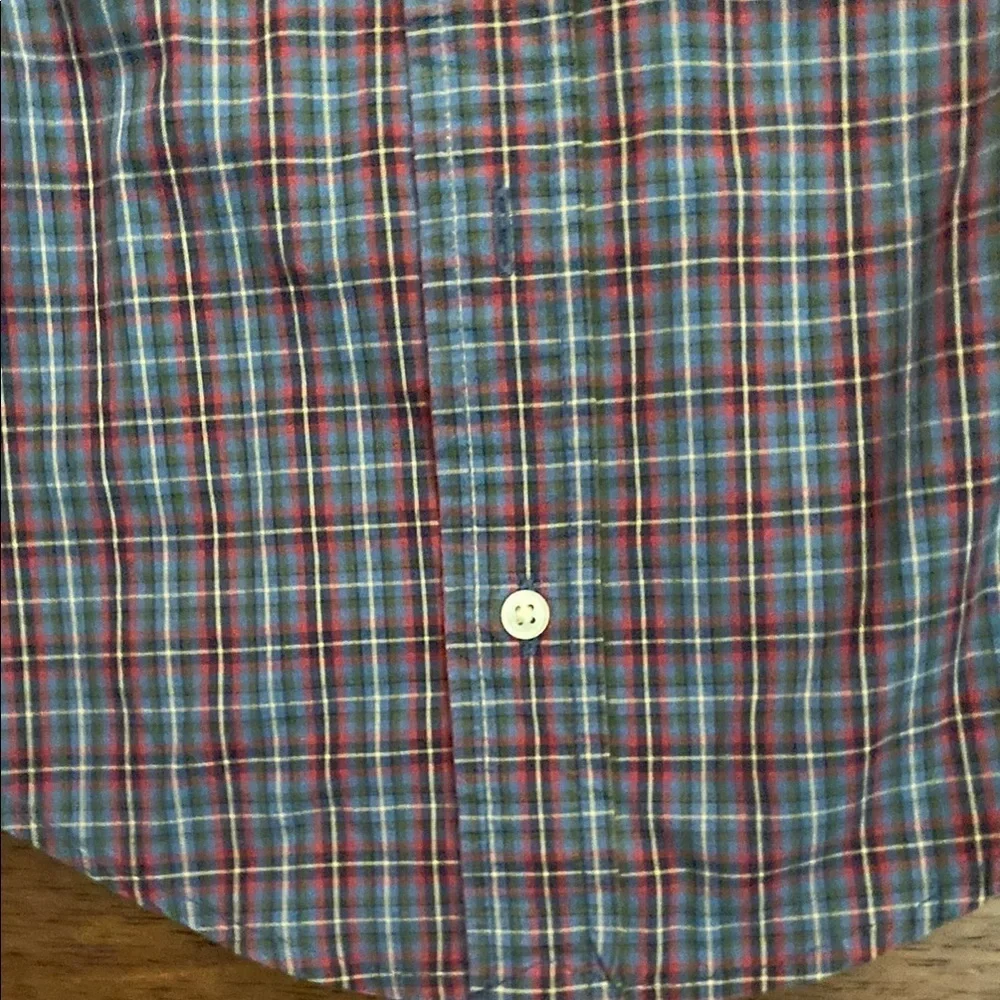 Ralph Lauren Red and Blue Button Down Shirt with Plaid Pattern